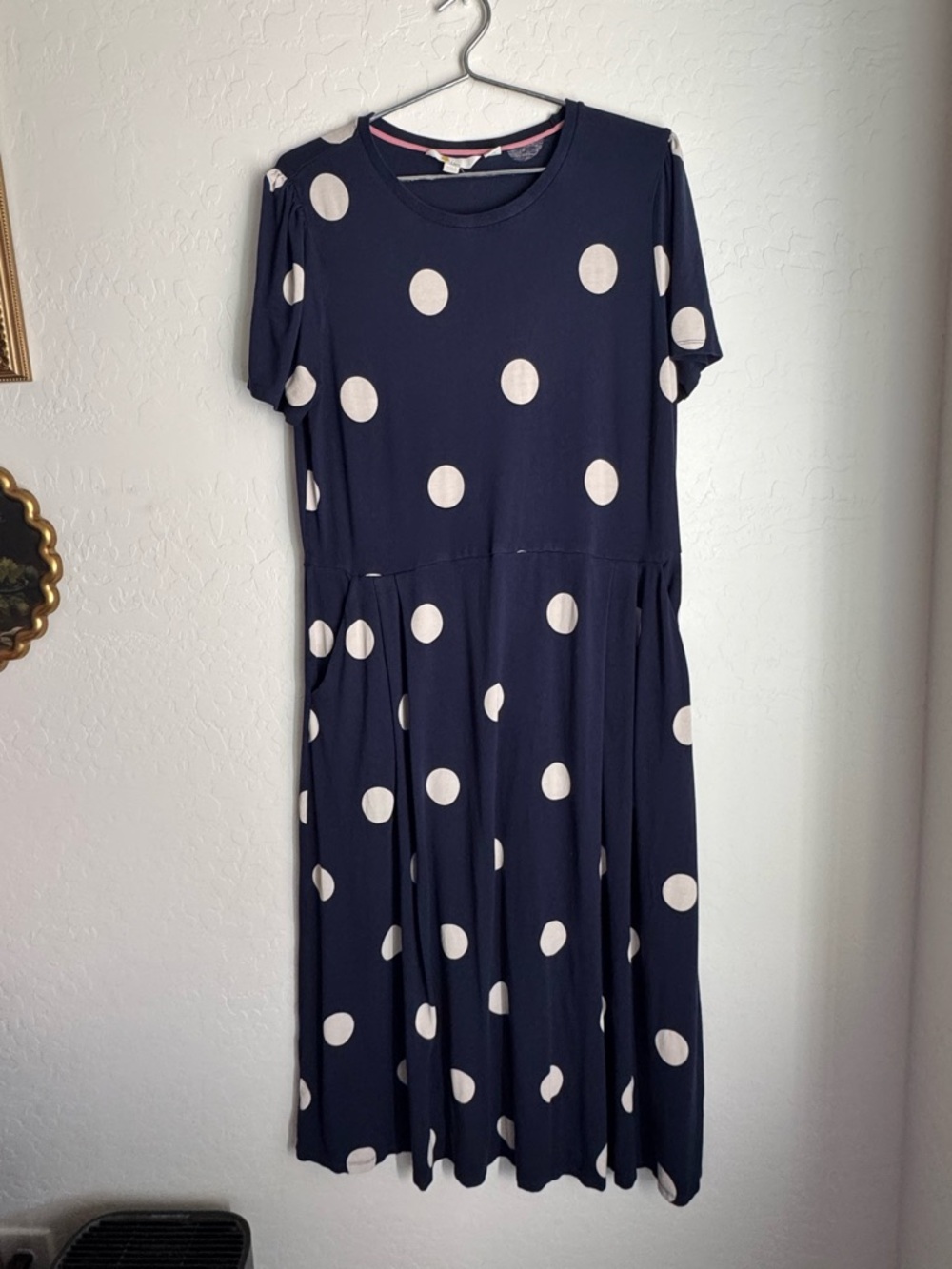 Boden jersey Dress Polka Dot with pockets teacher style 16-18 R